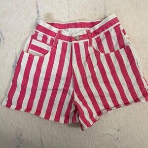 Vintage Enchante Woman's Pink White Stripe Shorts Size 3 Made in USA Cotton